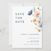 Vet Elegant Bloemen Bruiloft Foto Save The Date (Voorkant)