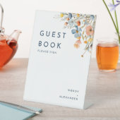 Vet Elegant Bloemen Bruiloft Gastenboek Reclamebord Met Voetstuk (Insitu)