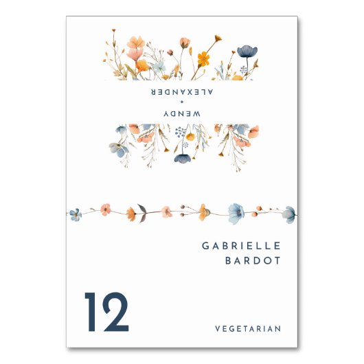 Vet Elegant Bloemen Bruiloft Opvouwbare Plaats Kaa Kaart (Voorkant)