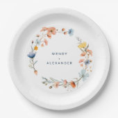 Vet Elegant Bloemen Bruiloft Papieren Bordje (Voorkant)