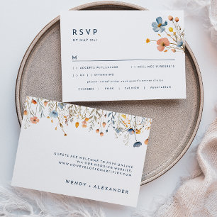Vet Elegant Bloemen Bruiloft RSVP Reactie Kaart