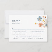 Vet Elegant Bloemen Bruiloft RSVP Reactie Kaart (Voorkant)