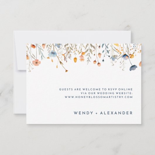 Vet Elegant Bloemen Bruiloft RSVP Reactie Kaart (Achterkant)