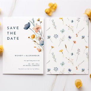 Vet Elegant Bloemen Bruiloft Save the Date