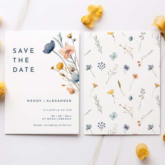 Vet Elegant Bloemen Bruiloft Save the Date