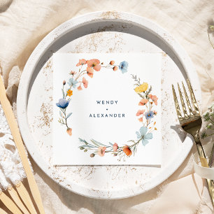 Vet Elegant Bloemen Bruiloft Servet