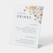 Vet Elegant Bloemen Bruiloft Signature Drinken Reclamebord Met Voetstuk (Voorkant)