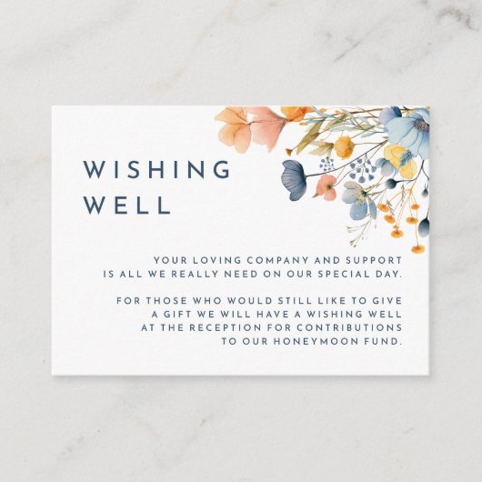 Vet Elegant Bloemen Bruiloft Wishing Well Informatiekaartje (Voorkant)