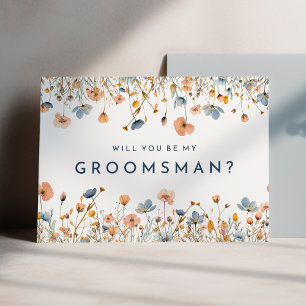 Vet Elegant Bloemen Groomsman voorstel Kaart