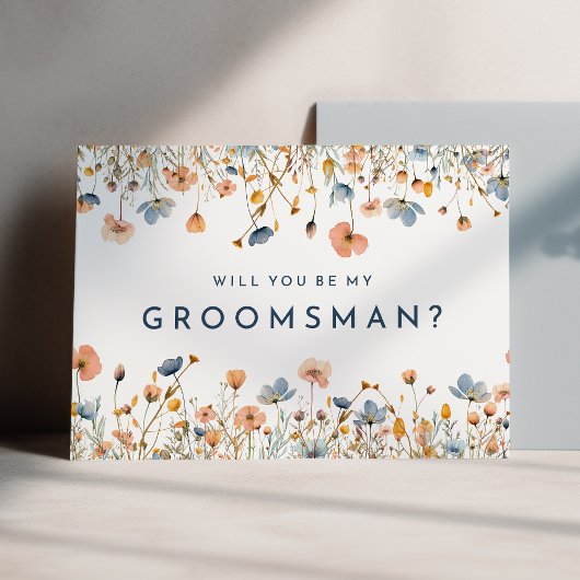 Vet Elegant Bloemen Groomsman voorstel Kaart