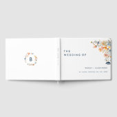 Vet Elegant Bloemen Monogram Bruiloft Gastenboek (Volledig)