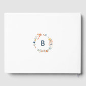 Vet Elegant Bloemen Monogram Bruiloft Gastenboek (Achterkant)