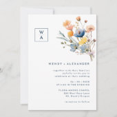 Vet Elegant Bloemen Monogram Crest Bruiloft Kaart (Voorkant)