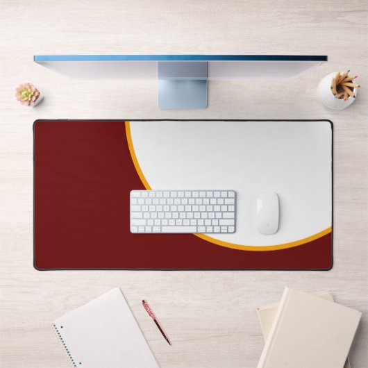 Vet Elegant Diep Rood Geel Curven Op Wit Bureaumat (Kantoor 1)
