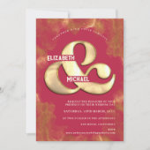 Vet Elegant Gold Magenta Wedding QR Code Detail Kaart (Voorkant)