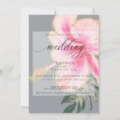 Vet Elegant Pink Floral Wedding Kaart (Voorkant)