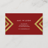 Vet Elegant Rood Faux Goud Geometrische Make-up Ar Visitekaartje (Achterkant)
