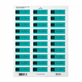 Vet Elegant Zwart En Turquoise Bloemen Damasks Etiket (Full Sheet)