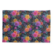 Vet Elegante Bloemen Op Zwarte Bloemen Kussensloop (Achterkant)