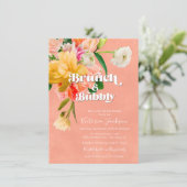 Vet en Bright Blooms Floral Brunch Kaart (Staand voorkant)