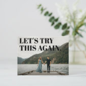 Vet en Cheeky Typografisch sparen een Nieuwe Datum Aankondigingskaart (Staand voorkant)