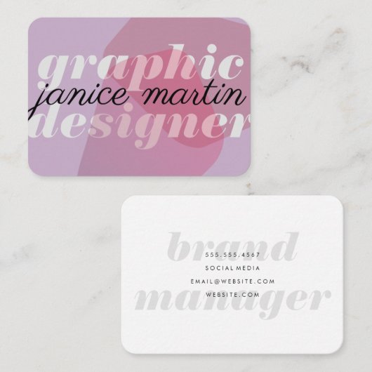 Vet en cursief Abstract grafisch Paars Visitekaartje (Voorkant / Achterkant)