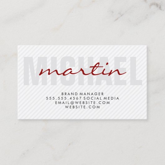 Vet en Cursief Tekst (rood) strepen Visitekaartje (Voorkant)