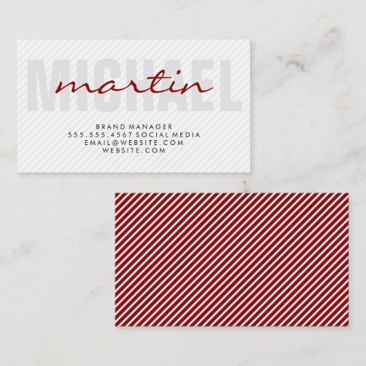 Vet en Cursief Tekst (rood) strepen Visitekaartje (Voorkant / Achterkant)