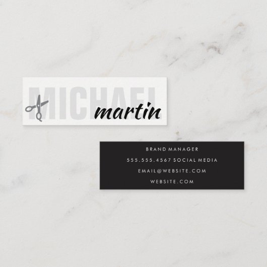 Vet en Cursief Tekst Salon Stylist Mini Visitekaartje (Voorkant / Achterkant)