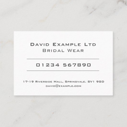 Vet en duidelijk briden en bridal Draag design Visitekaartje (Achterkant)