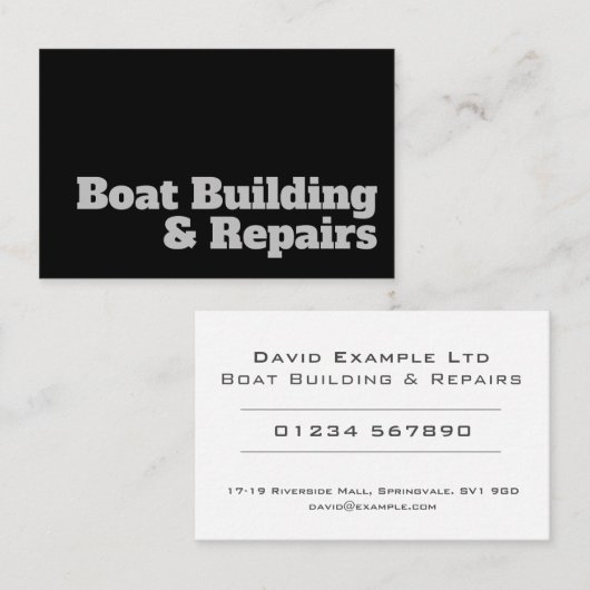 Vet en duidelijk ontwerp - Bootbouw en reparaties Visitekaartje (Voorkant / Achterkant)