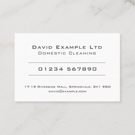 Vet en duidelijk ontwerp voor interne reiniging visitekaartje (Achterkant)