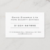 Vet en duidelijk ontwerp voor thuisbeveiligingsser visitekaartje (Achterkant)