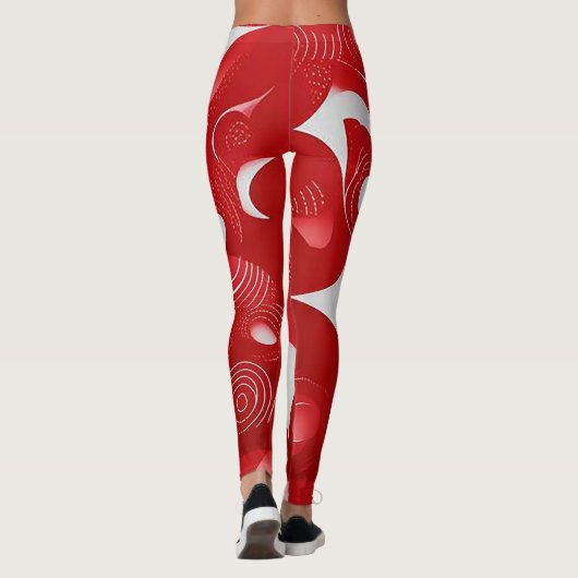 Vet en dynamisch: rood en wit Abstracte Leggings (Achterkant)