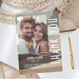 Vet en Edgy Bruin Olijf Bruiloft Dank u Kaart