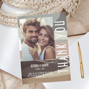 Vet en Edgy Bruin Olijf Bruiloft Dank u Kaart