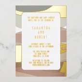 Vet en Edgy Olive Groen Bruiloft Folie Uitnodiging (Voorkant)