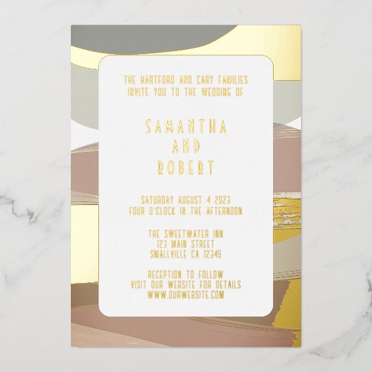 Vet en Edgy Olive Groen Bruiloft Folie Uitnodiging (Voorkant)