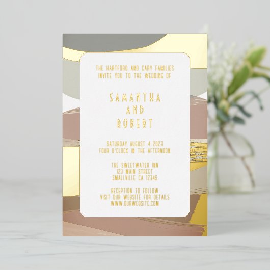 Vet en Edgy Olive Groen Bruiloft Folie Uitnodiging (Staand Voorkant)