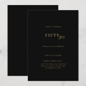 Vet en eenvoudig zwart goud 50e verjaardag kaart (Voorkant / Achterkant)
