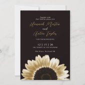 Vet en elegant Black Gold Sunflower Uitnodiging (Voorkant)