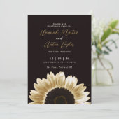 Vet en elegant Black Gold Sunflower Uitnodiging (Staand voorkant)