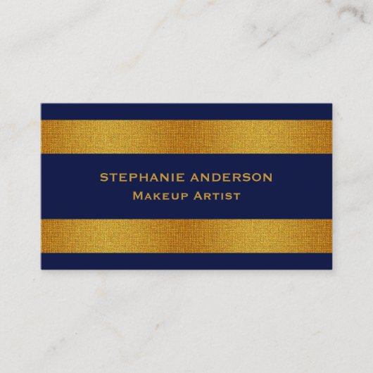 Vet en elegant blauw gouden streep-artiest visitekaartje (Voorkant)