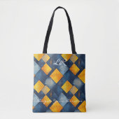 Vet en Elegant Geel en Blauw Diamond Canvas tas (Voorkant)