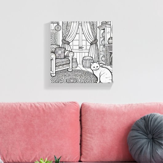 Vet en gemakkelijk Cat #2 Canvas Print (Insitu (Woonkamer))