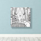 Vet en gemakkelijk Cat #2 Canvas Print (Insitu (Houten vloer))