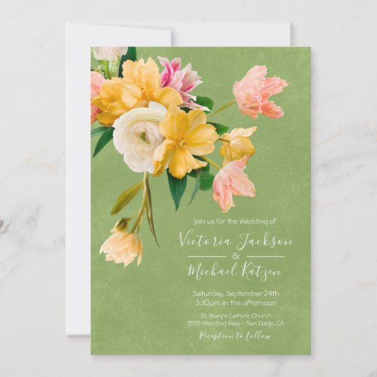 Vet en helder Bloemen Bloemen Bloemen Huwelijksuit Kaart (Voorkant)