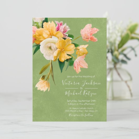 Vet en helder Bloemen Bloemen Bloemen Huwelijksuit Kaart (Staand voorkant)