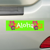 Vet en helder Hawaiian Flowers Bumpersticker (Op auto)