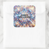 Vet en helder holografisch kristal vierkante sticker (Tas)
